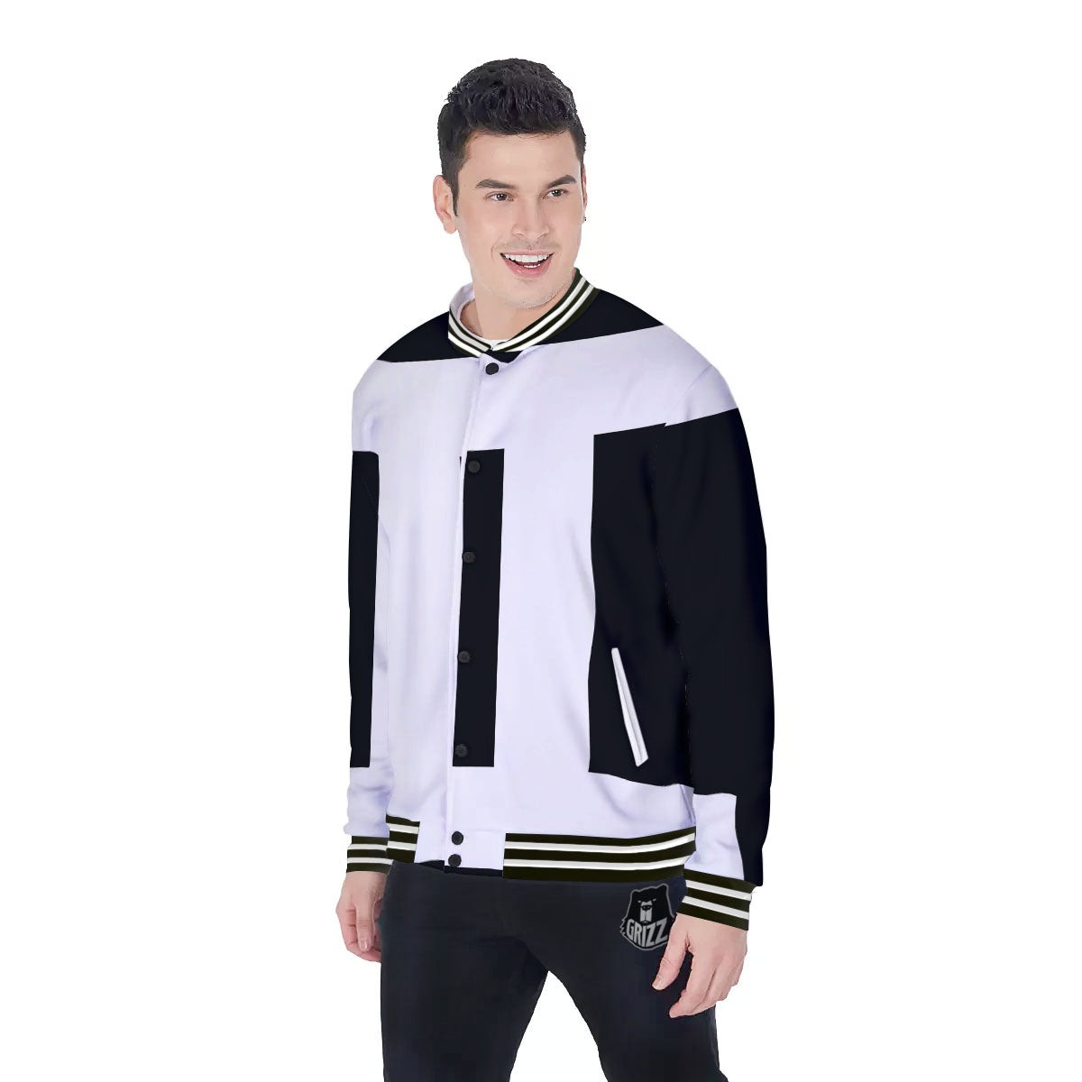 Gemini Sign White And Black Print Baseball Jacket-grizzshop