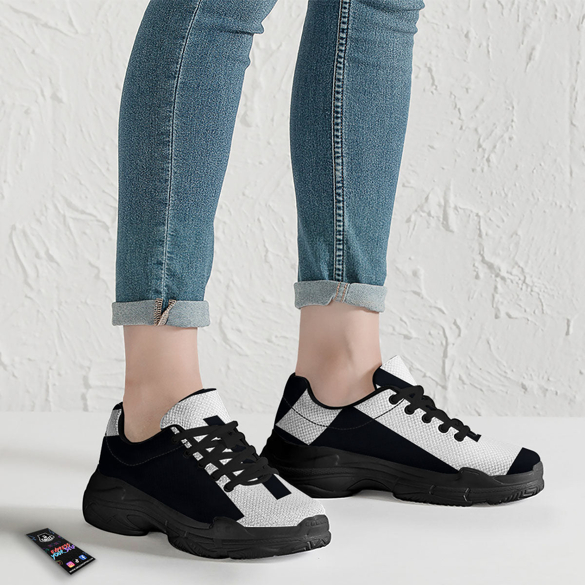 Gemini Sign White And Black Print Black Chunky Shoes-grizzshop