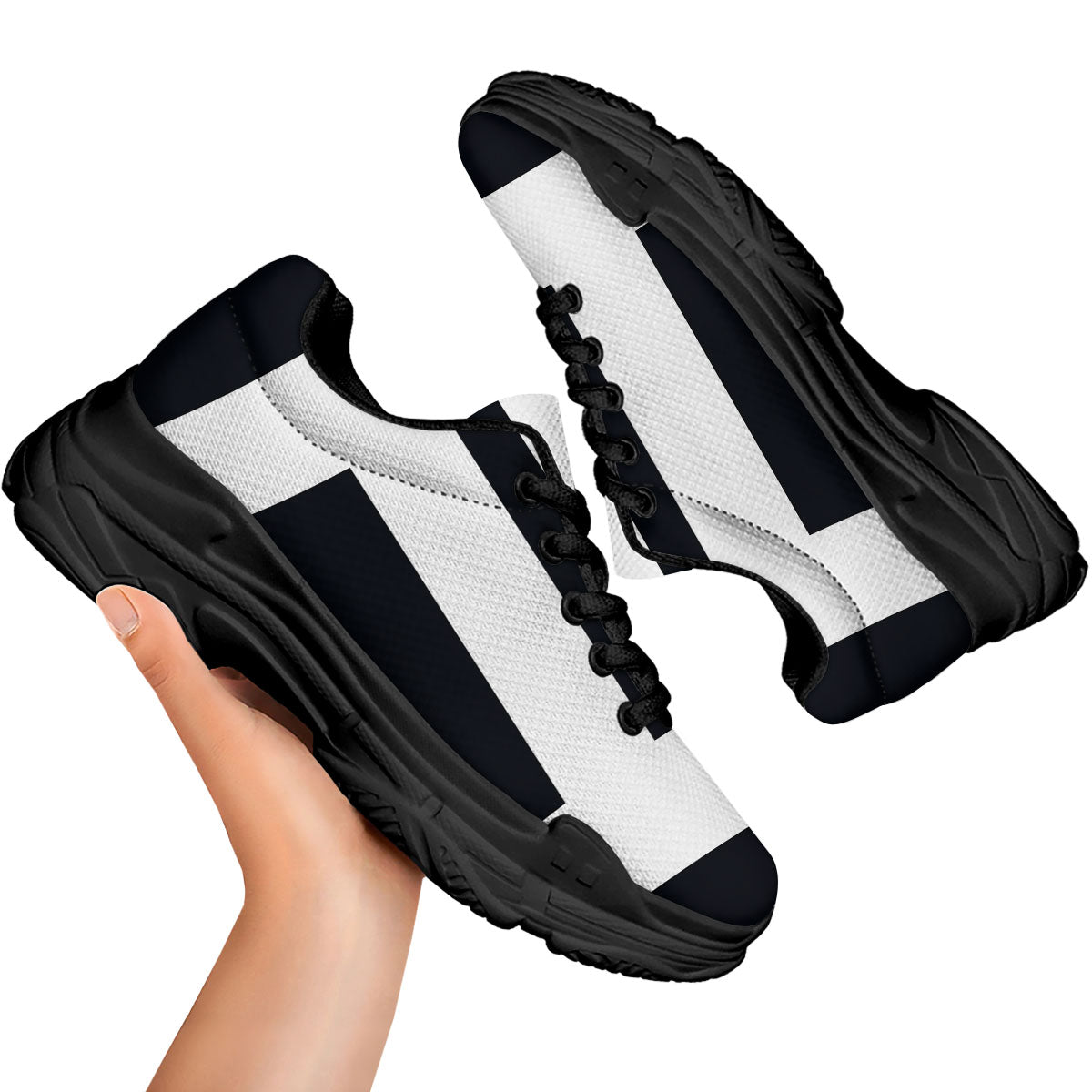 Gemini Sign White And Black Print Black Chunky Shoes-grizzshop