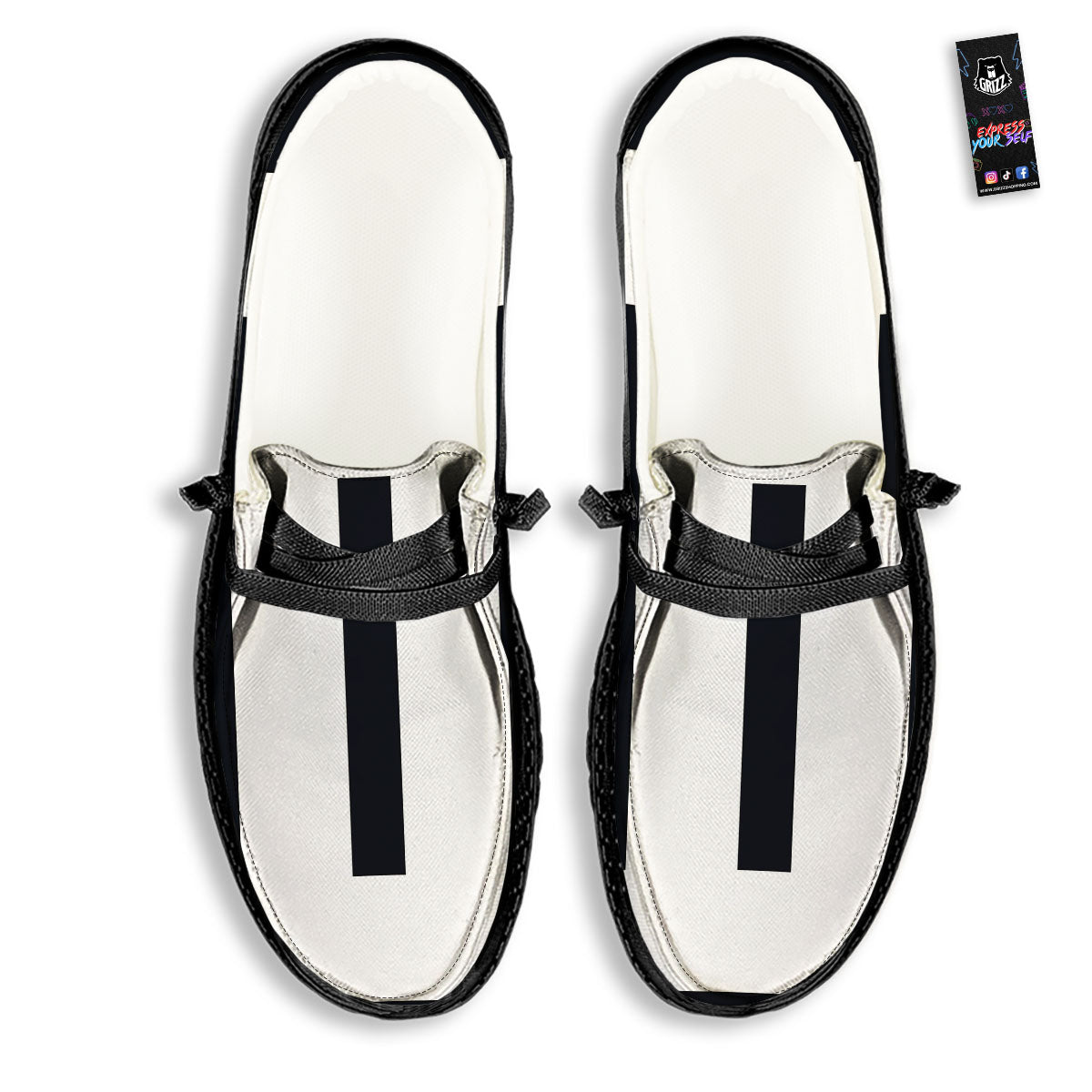 Gemini Sign White And Black Print Black Loafers-grizzshop