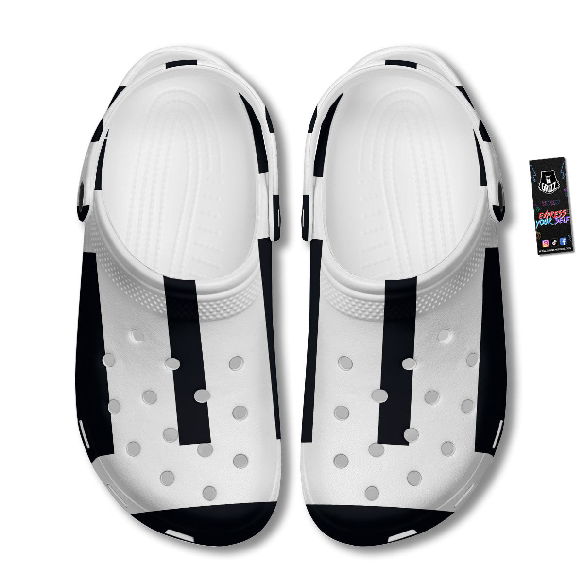 Gemini Sign White And Black Print Clog-grizzshop