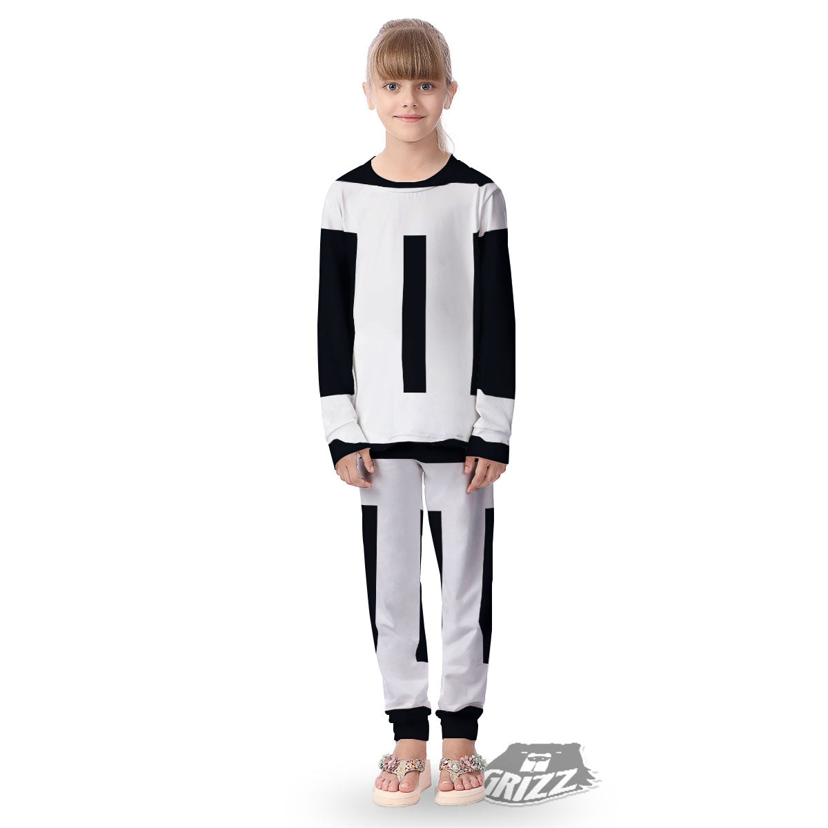 Gemini Sign White And Black Print Kid's Pajamas-grizzshop