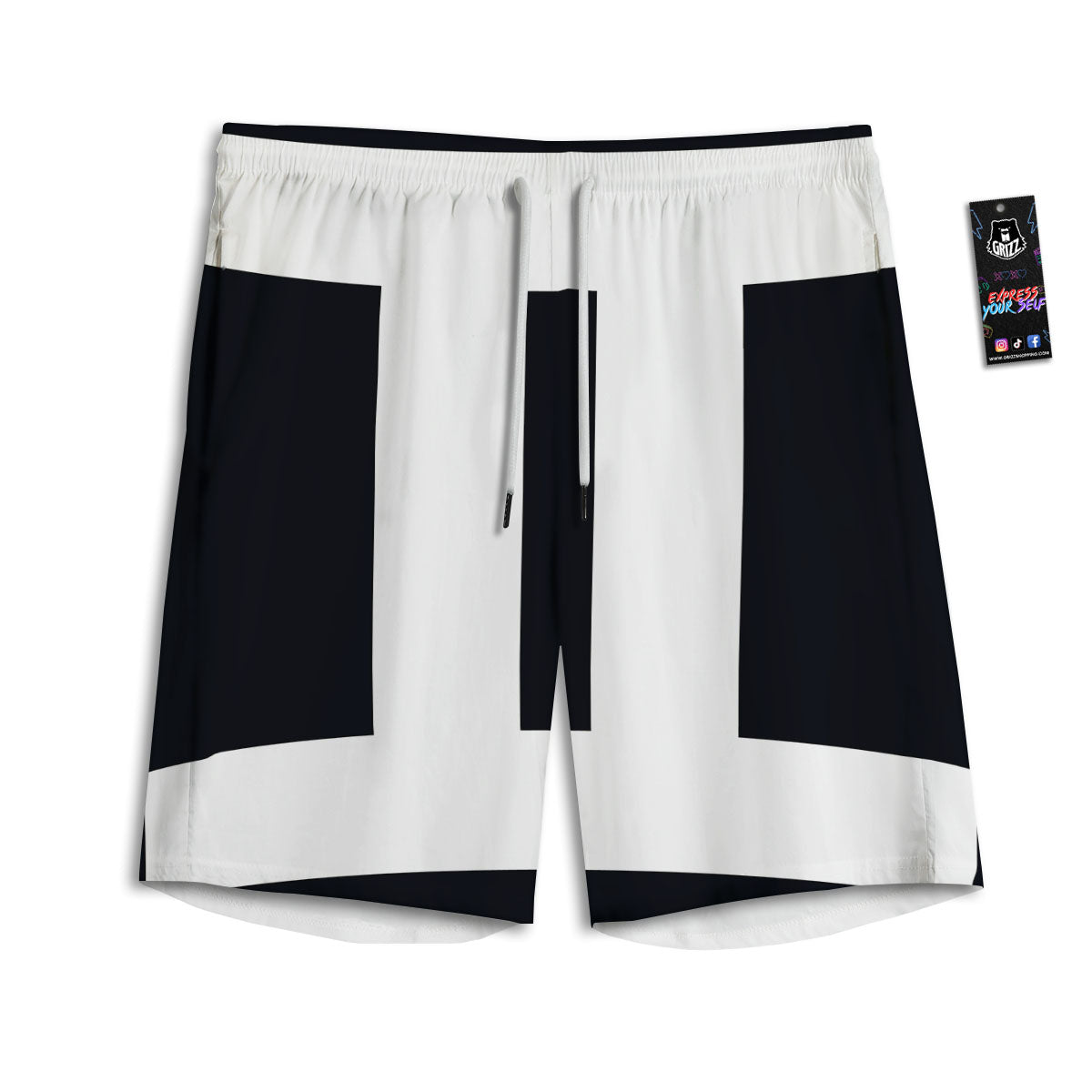 Gemini Sign White And Black Print Men's Athletic Shorts