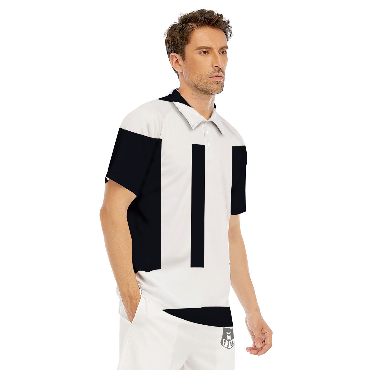 Gemini Sign White And Black Print Men's Golf Shirts-grizzshop