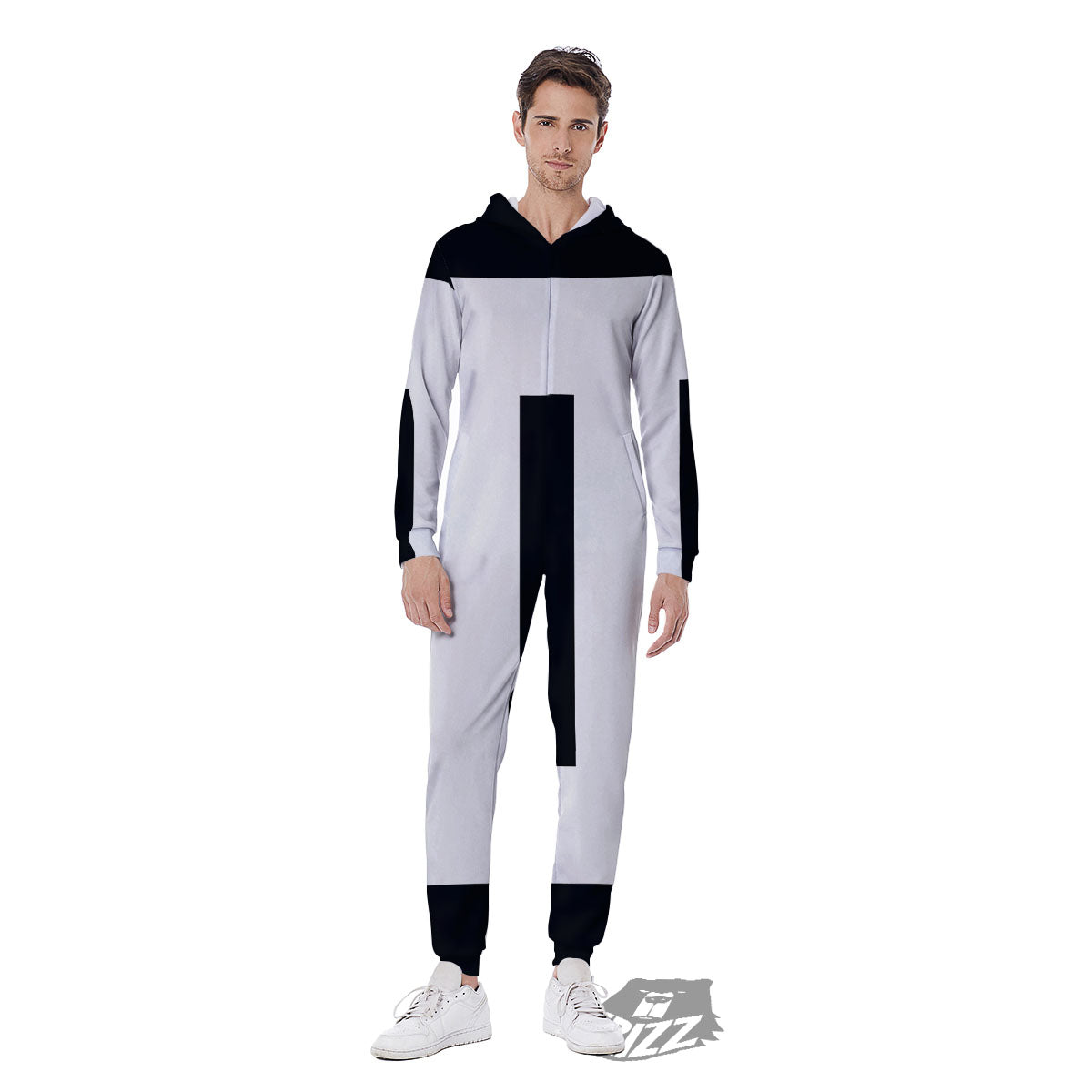 Gemini Sign White And Black Print Men's Jumpsuit-grizzshop