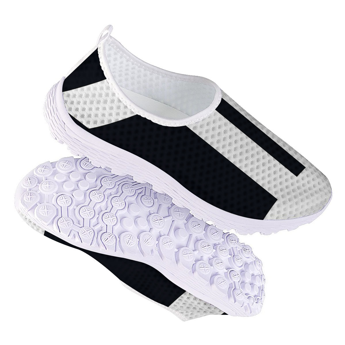 Gemini Sign White And Black Print Nurse Shoes-grizzshop