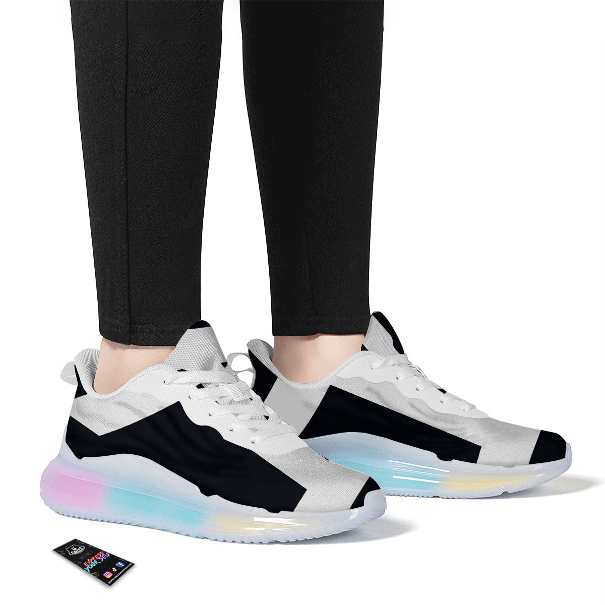 Gemini Sign White And Black Print Running Sneakers-grizzshop