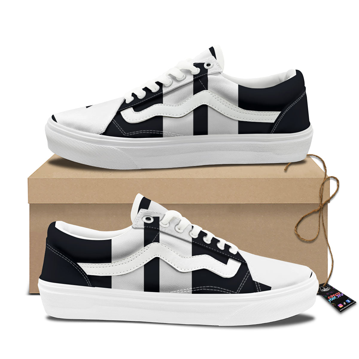 Gemini Sign White And Black Print Skate Shoes-grizzshop