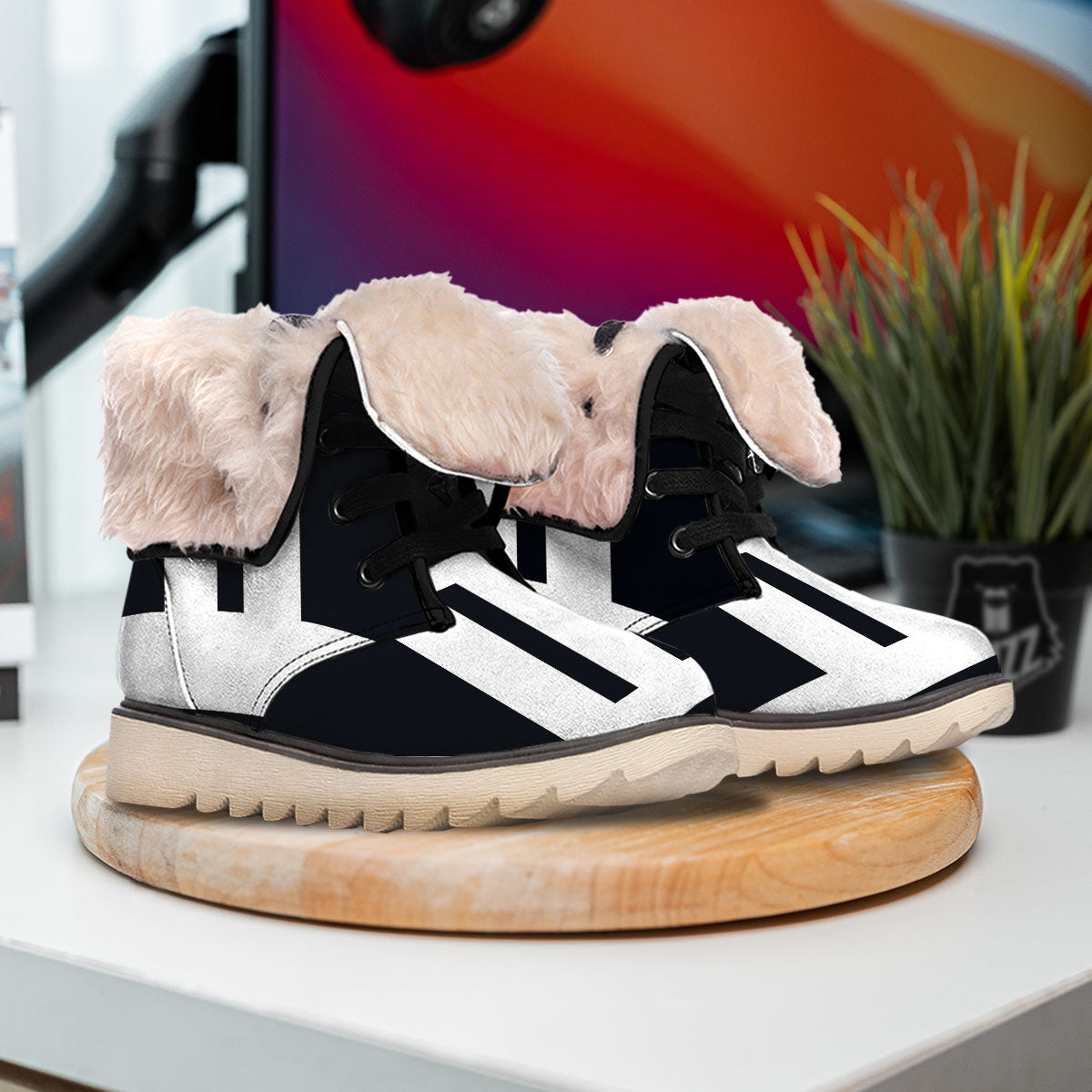 Gemini Sign White And Black Print Snow Boots-grizzshop