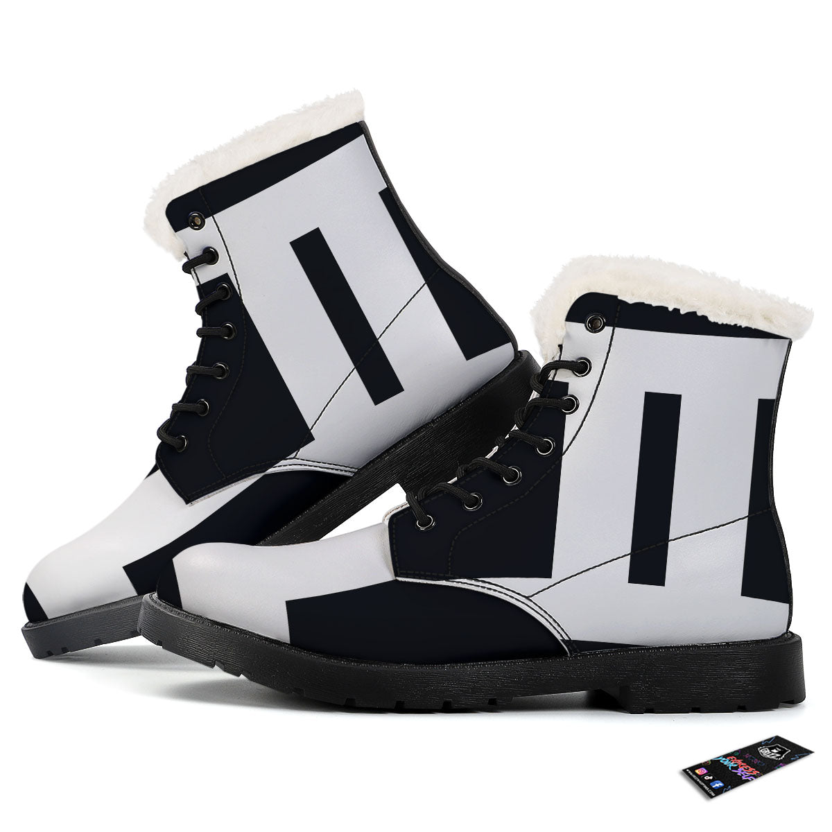 Gemini Sign White And Black Print Winter Boots-grizzshop