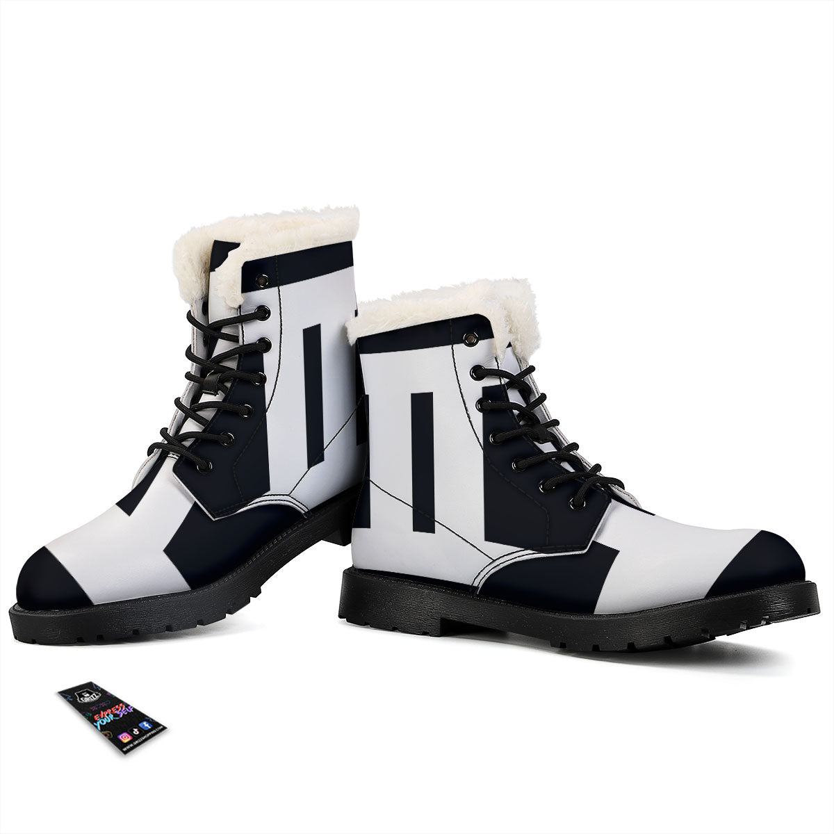 Gemini Sign White And Black Print Winter Boots-grizzshop