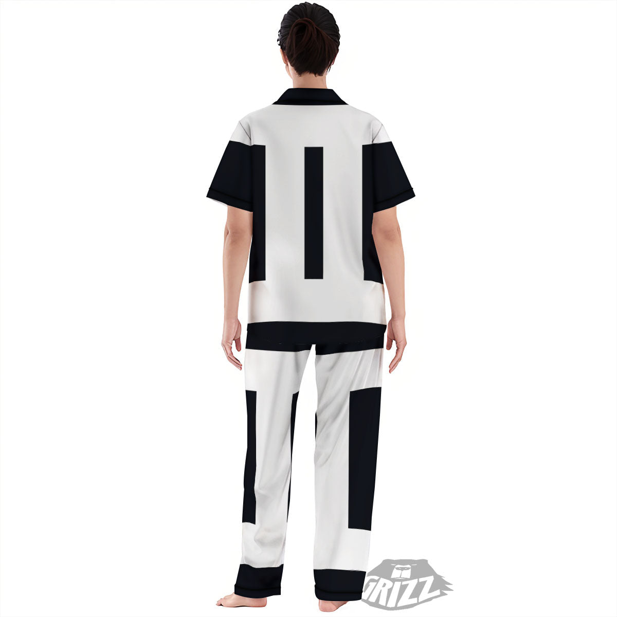 Gemini Sign White And Black Print Women's Pajamas Set-grizzshop