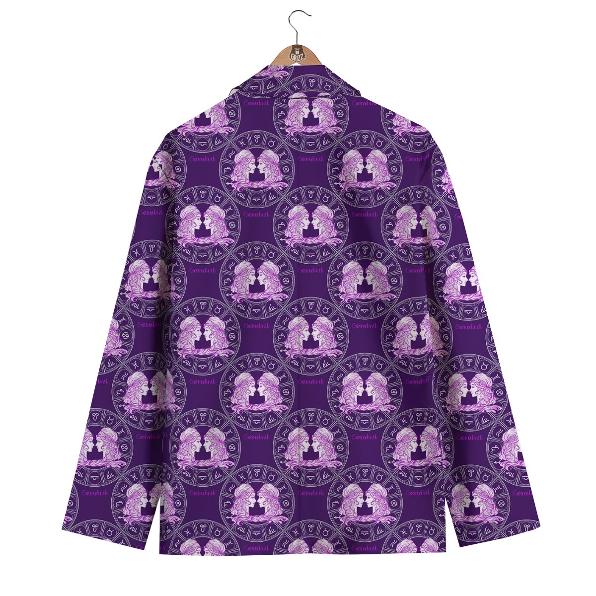 Gemini Zodiac Pattern Print Men's Blazer-grizzshop