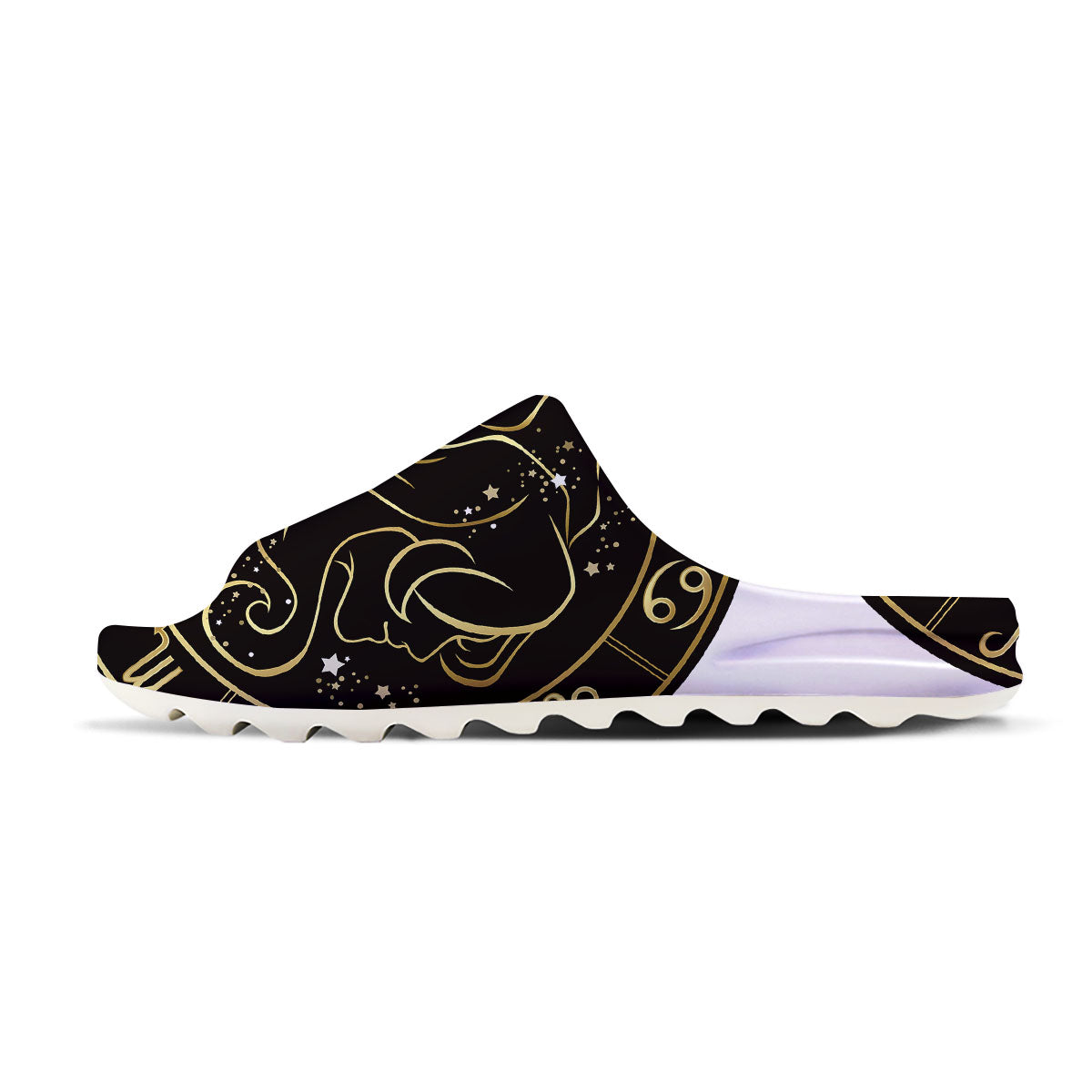 Gemini Sign Black And Gold Print Sandals-grizzshop