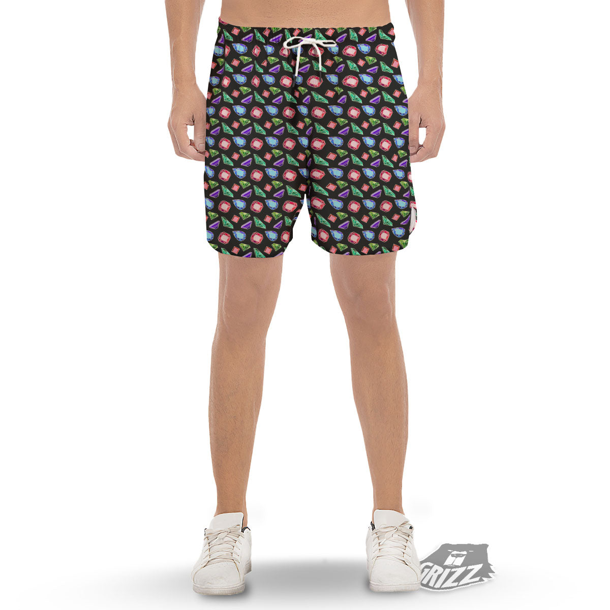 Gems Diamond Print Men's Gym Shorts-grizzshop