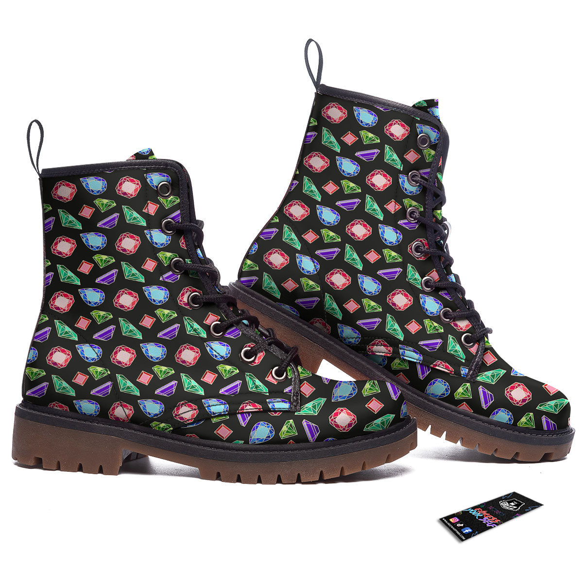 Gems Diamond Print Work Boots-grizzshop