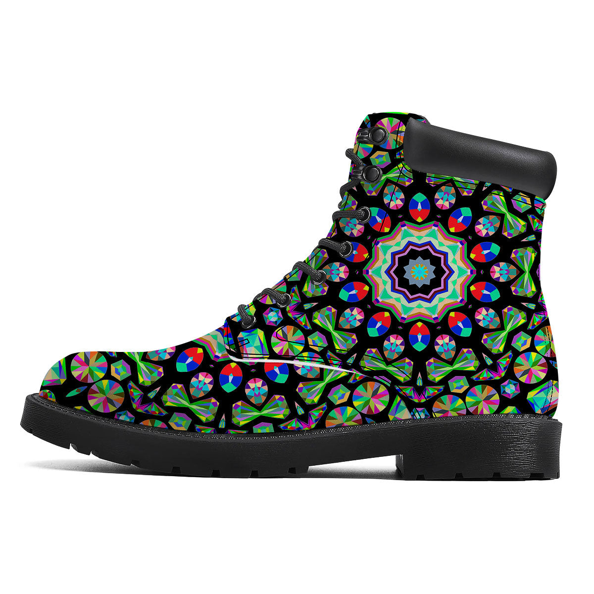 Gems Kaleidoscope Colorful Print Boots-grizzshop