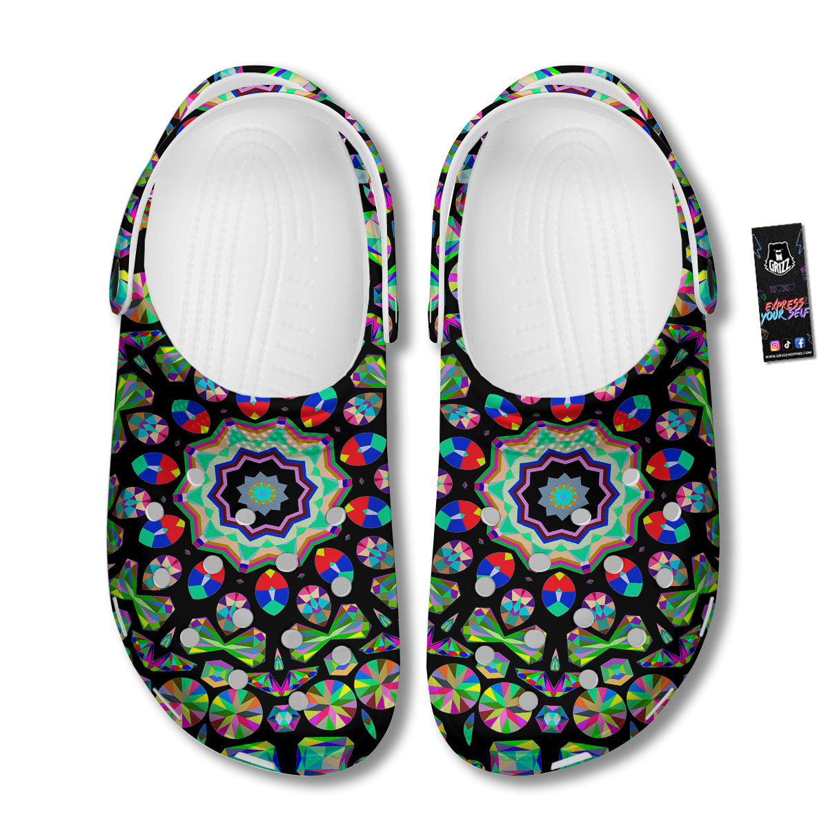 Gems Kaleidoscope Colorful Print Clog-grizzshop