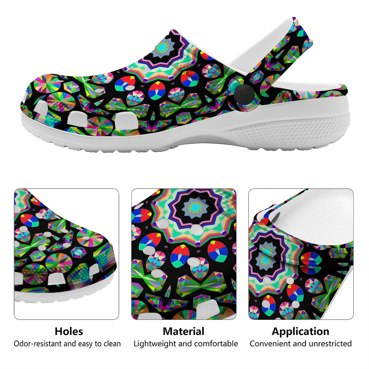 Gems Kaleidoscope Colorful Print Clog-grizzshop