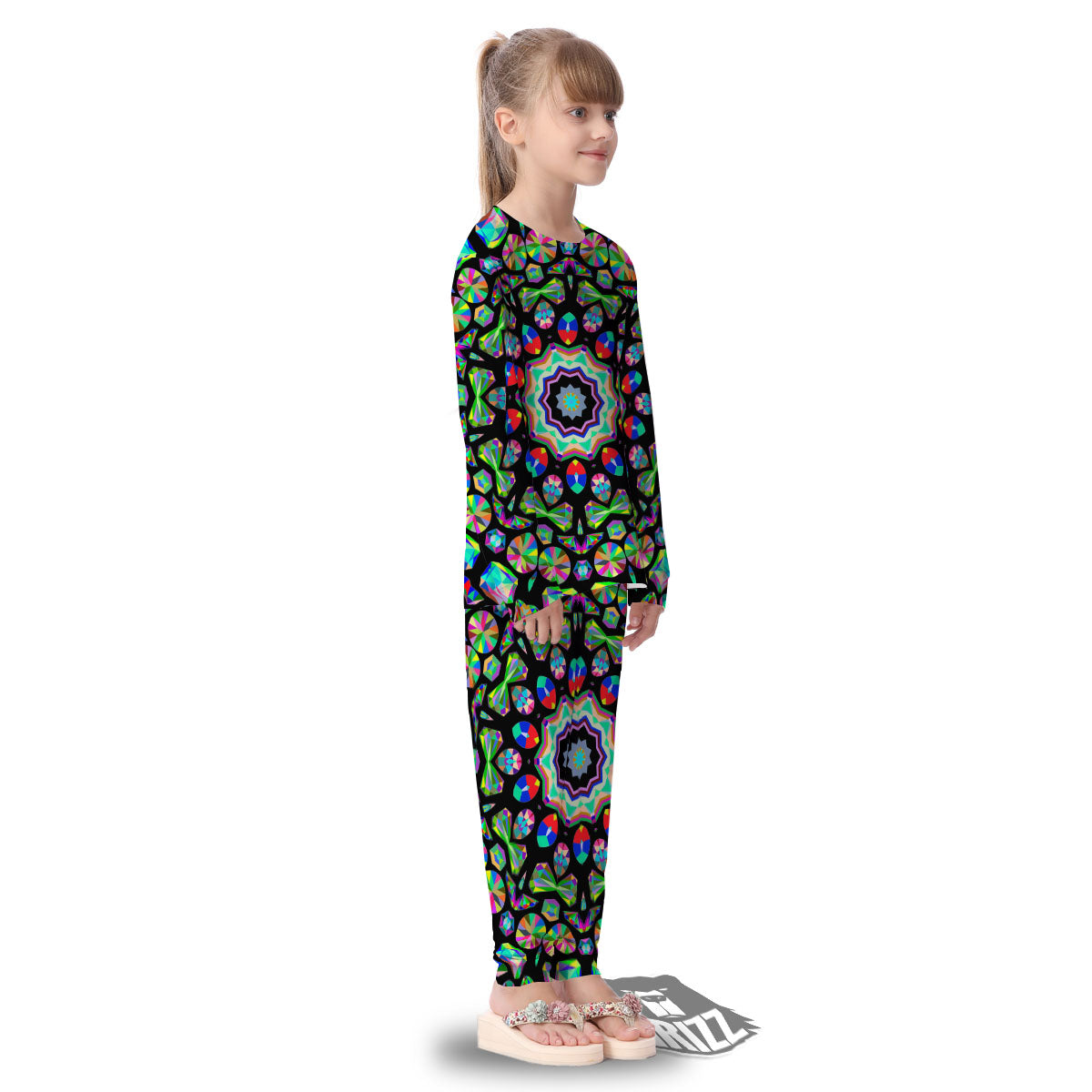Gems Kaleidoscope Colorful Print Kid's Pajamas-grizzshop
