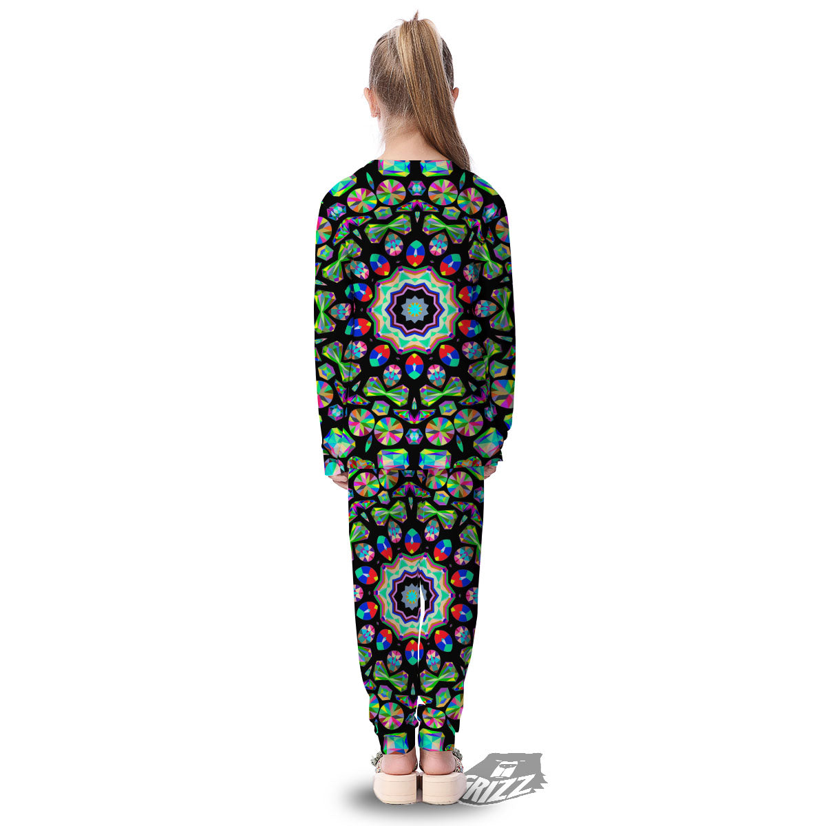 Gems Kaleidoscope Colorful Print Kid's Pajamas-grizzshop