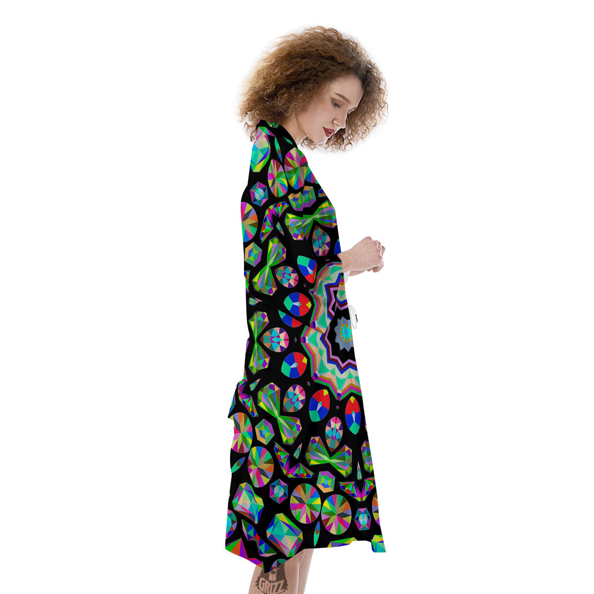 Gems Kaleidoscope Colorful Print Kimono-grizzshop