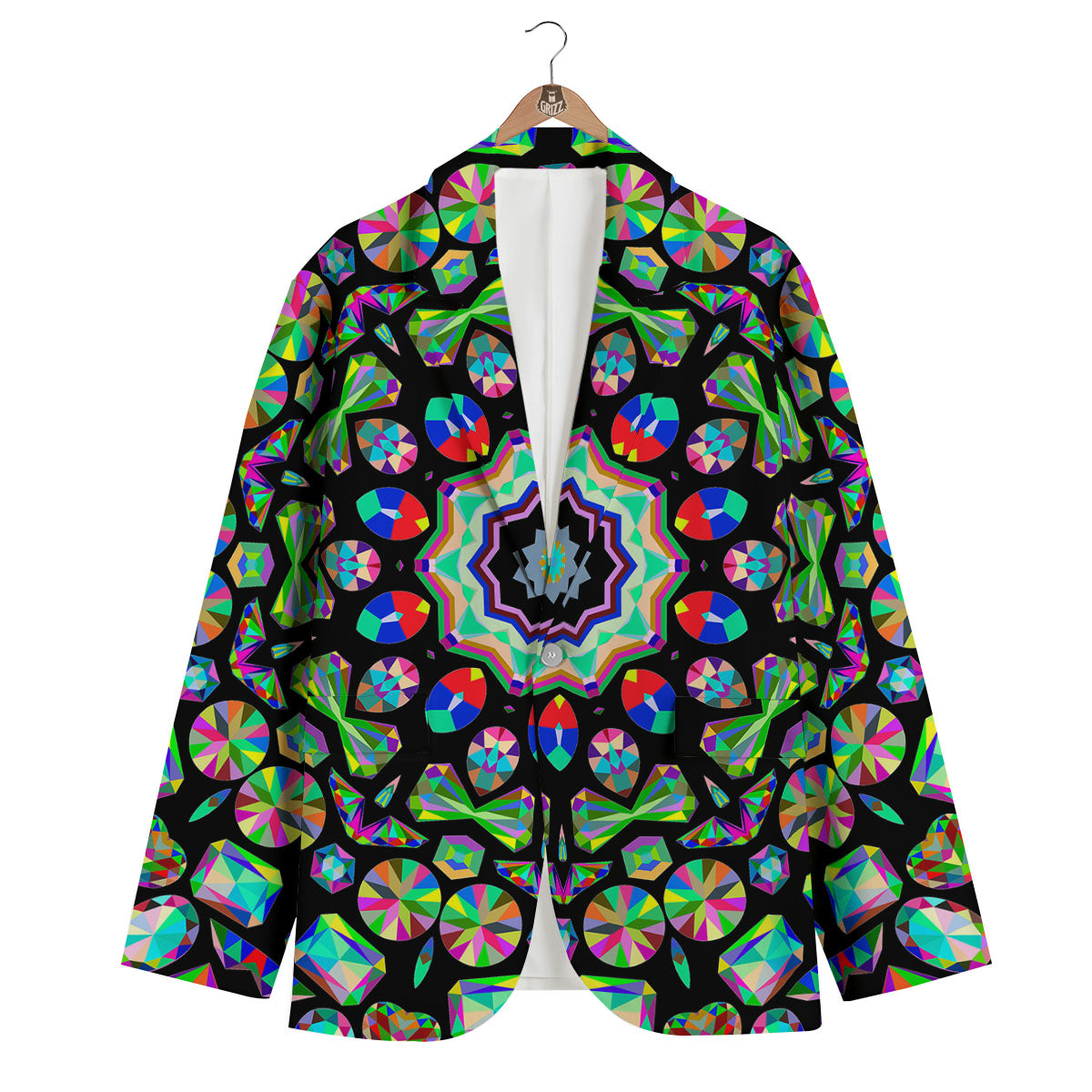 Gems Kaleidoscope Colorful Print Men's Blazer-grizzshop