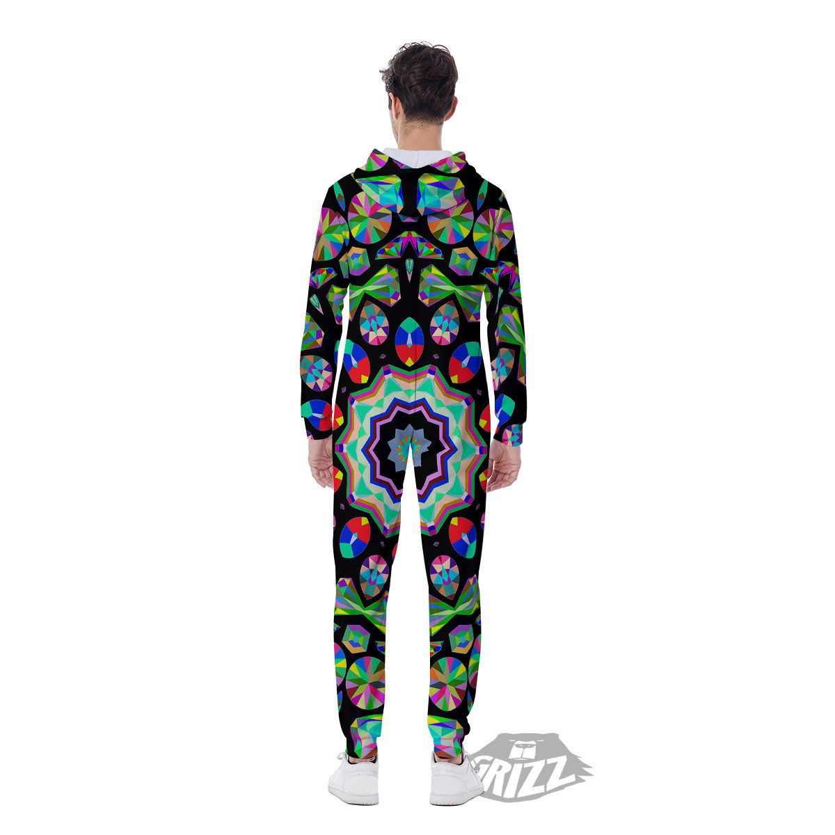 Gems Kaleidoscope Colorful Print Men's Jumpsuit-grizzshop