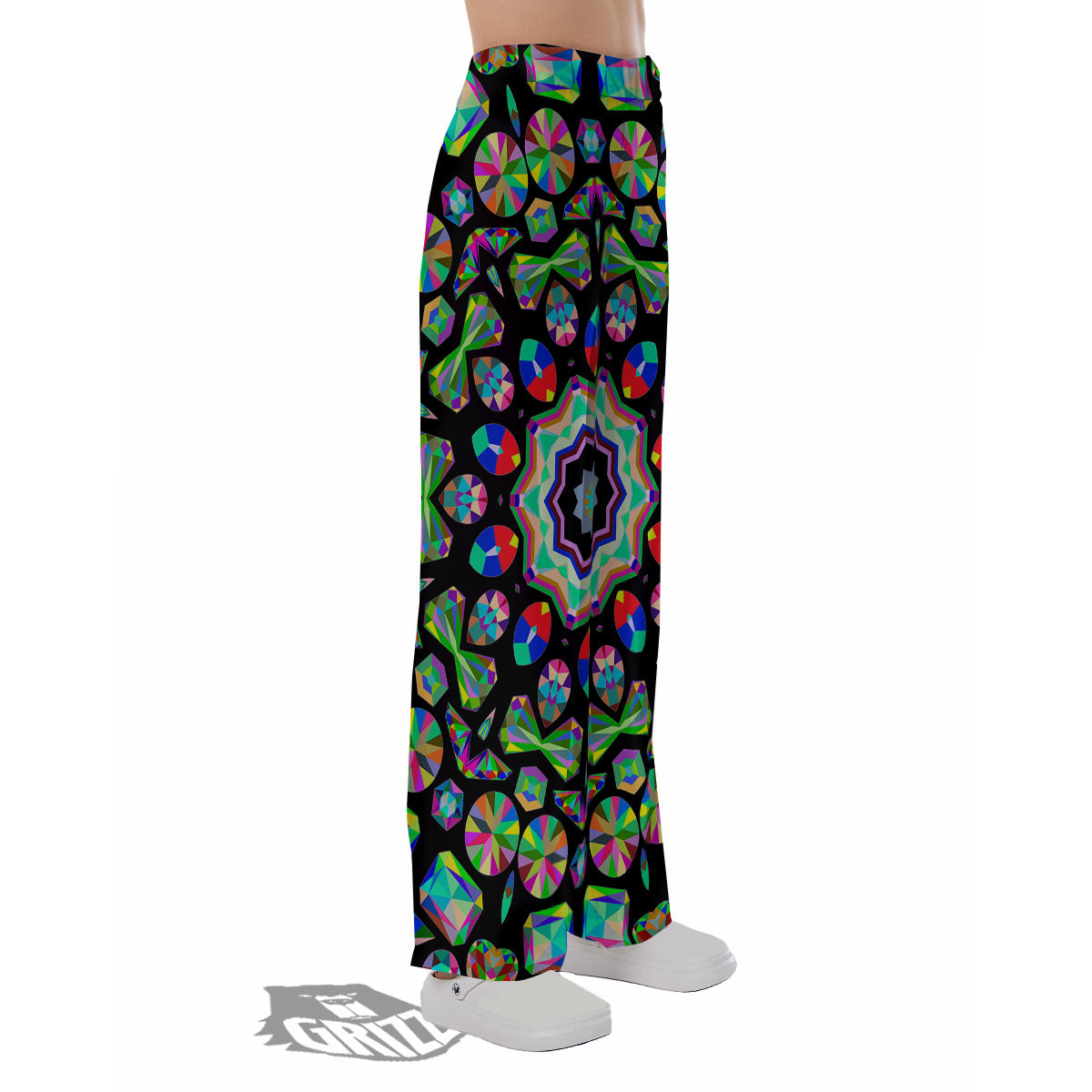 Gems Kaleidoscope Colorful Print Pajama Pants-grizzshop