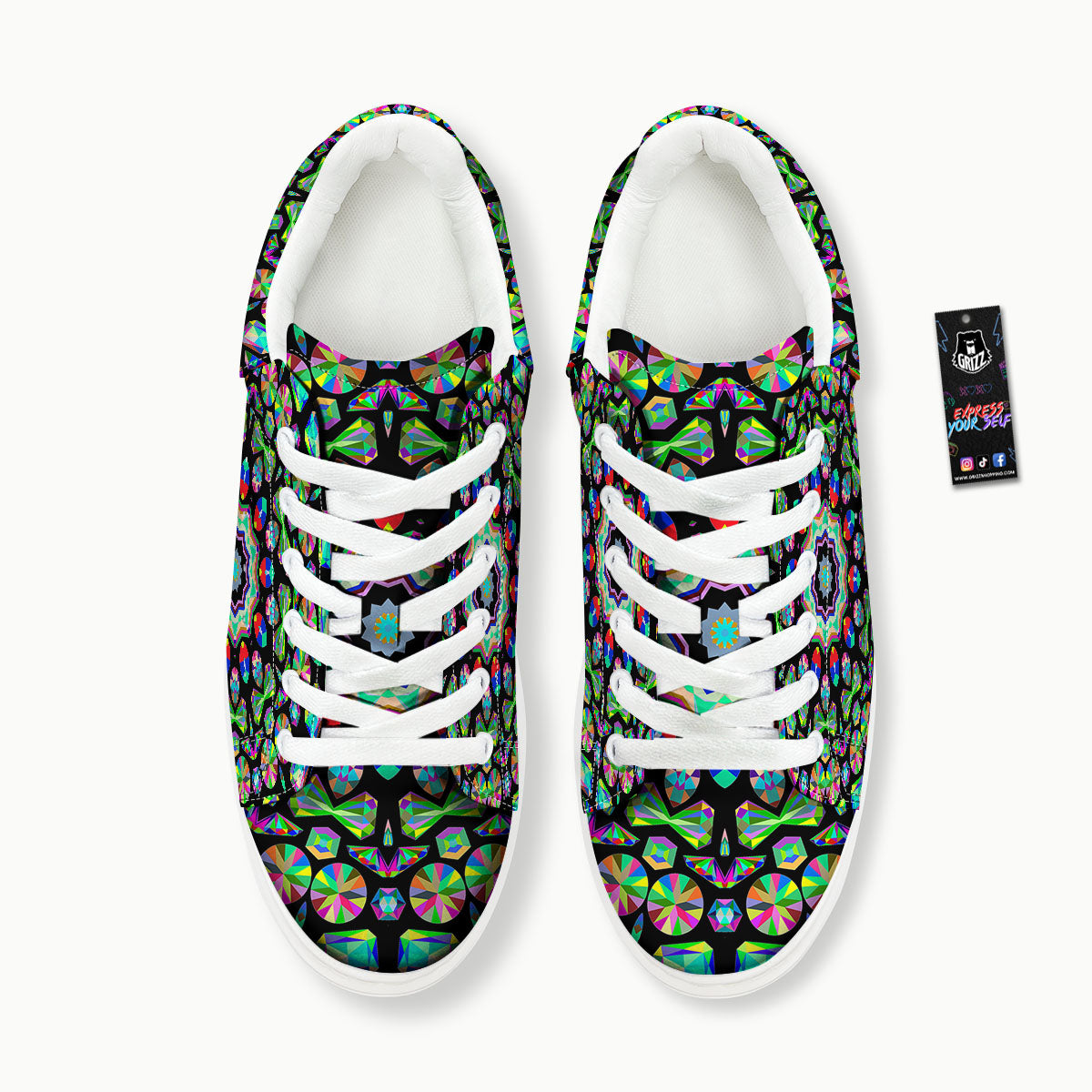 Gems Kaleidoscope Colorful Print Platform Shoes-grizzshop