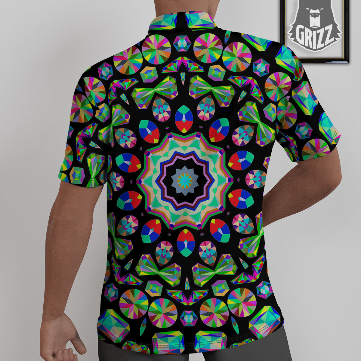 Gems Kaleidoscope Colorful Print Untucked Shirts-grizzshop