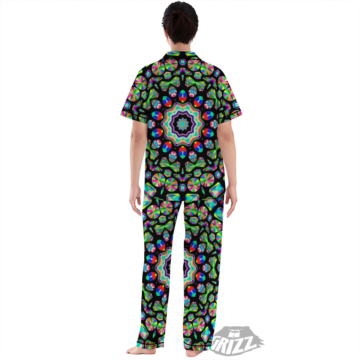 Gems Kaleidoscope Colorful Print Women's Pajamas Set-grizzshop