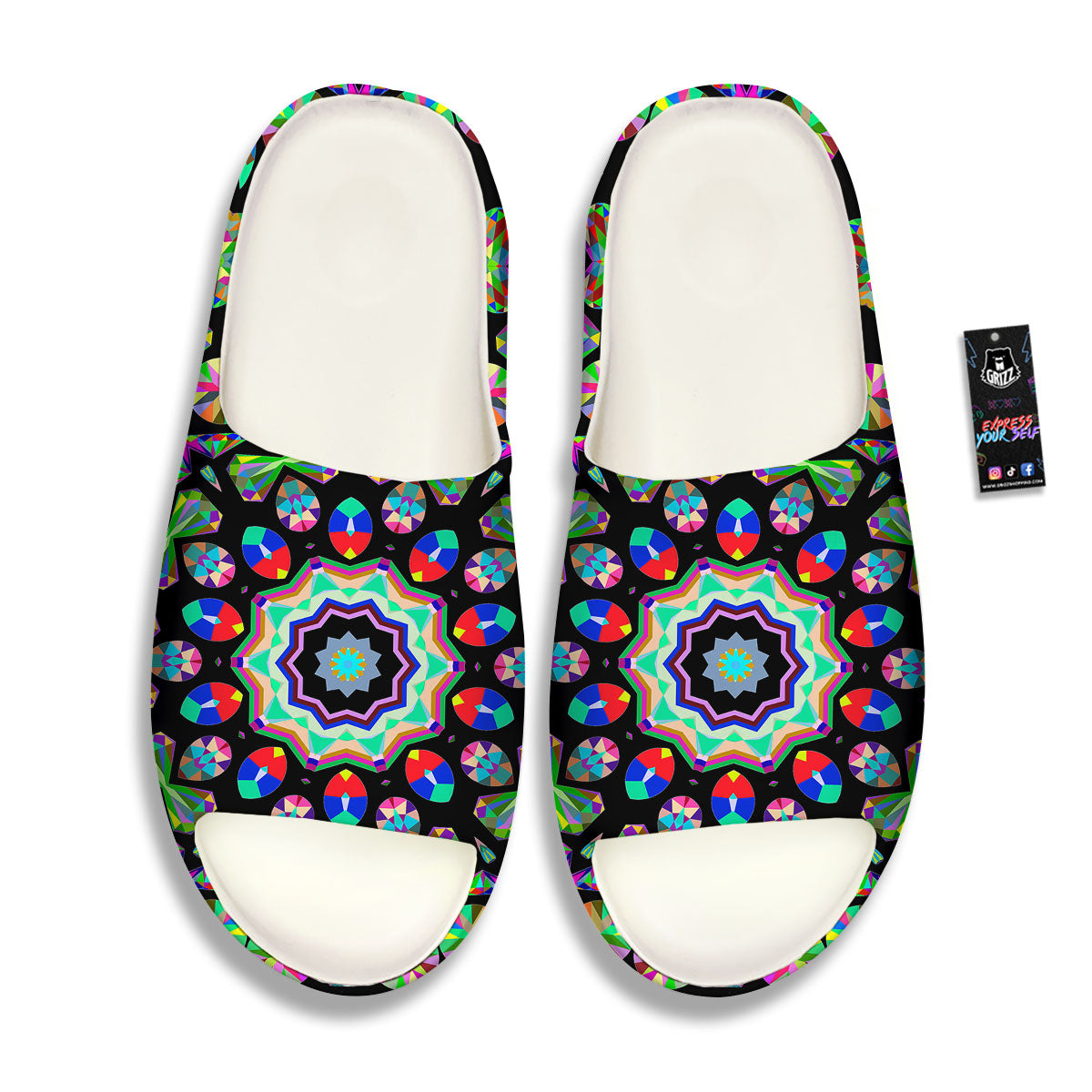 Gems Kaleidoscope Colorful Print Sandals-grizzshop