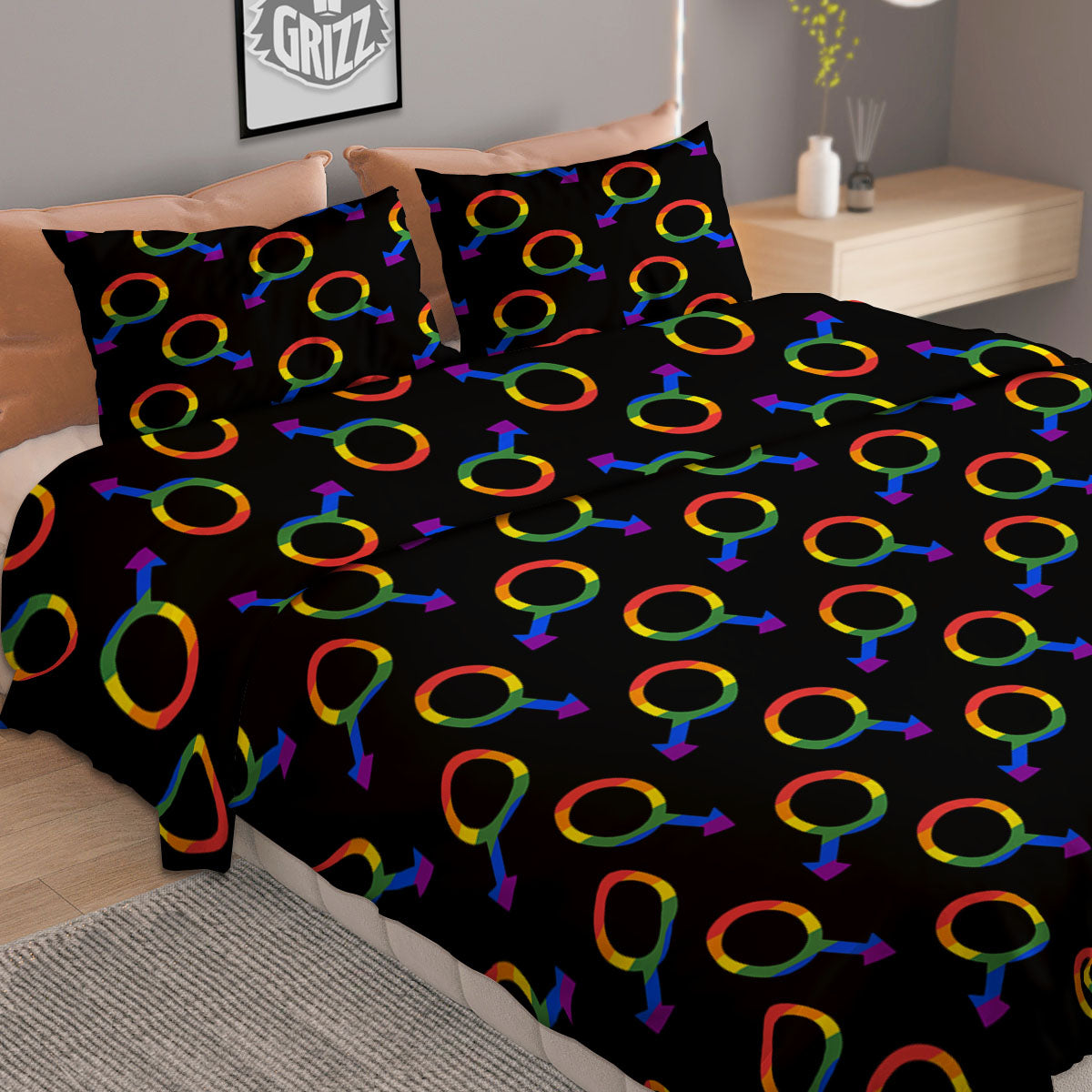 Gender Symbol Gay Pride Print Pattern Duvet Cover Bedding Set