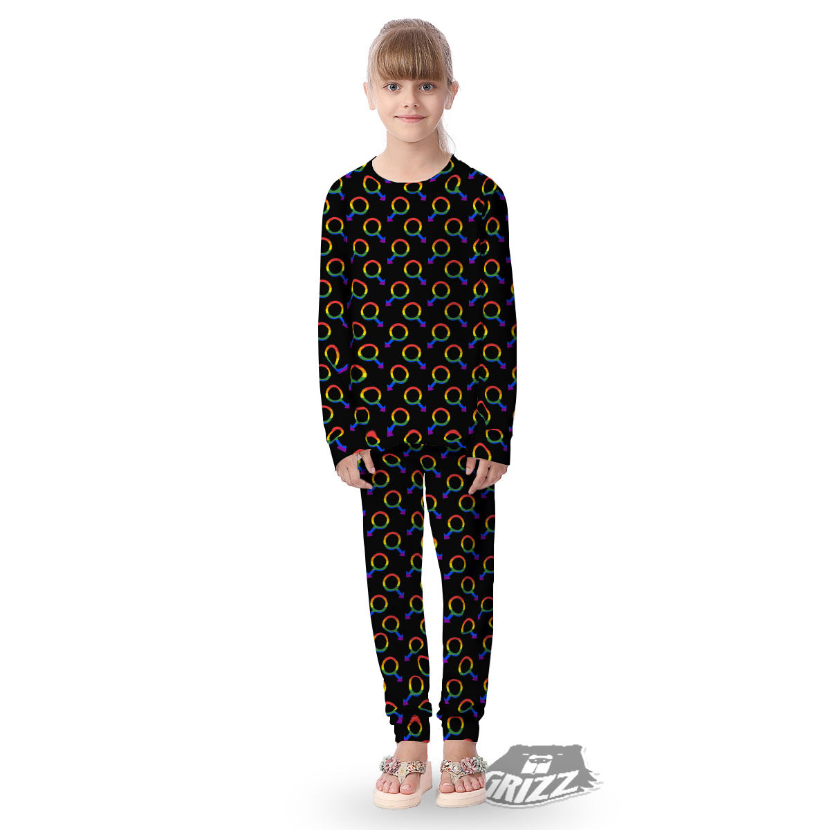 Gender Symbol Gay Pride Print Pattern Kid's Pajamas-grizzshop