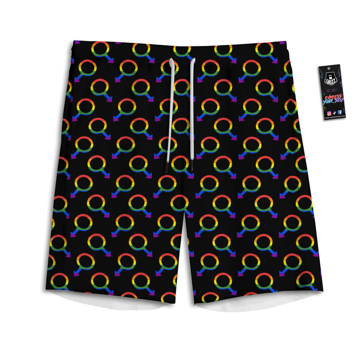 Happy Llama Print Pattern Men's Athletic Shorts