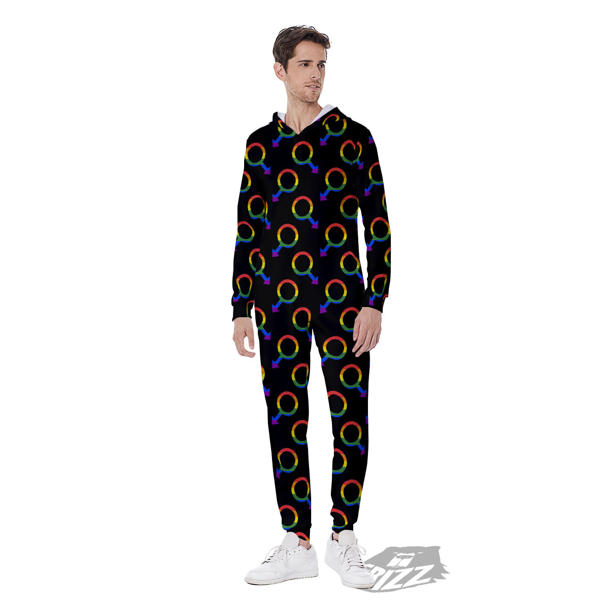 Gender Symbol Gay Pride Print Pattern Men's Jumpsuit-grizzshop
