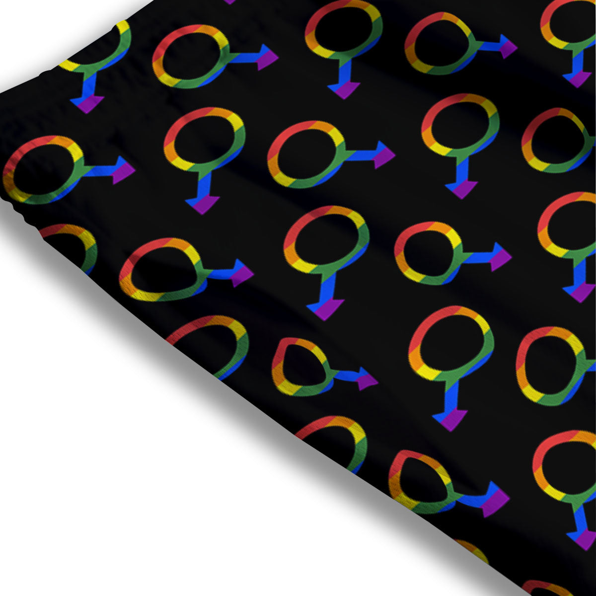 Gender Symbol Gay Pride Print Pattern Mesh Shorts