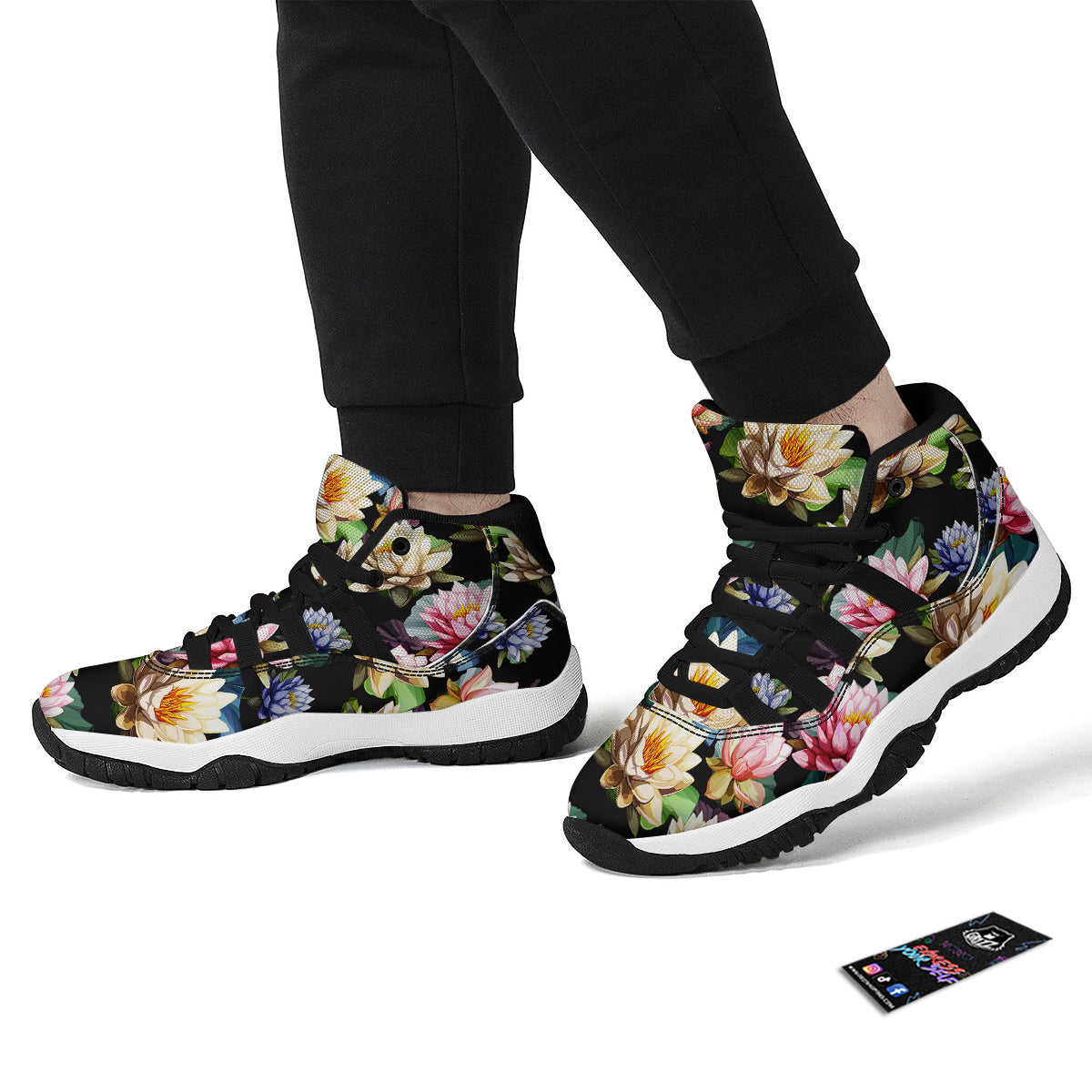 Geometric 3D Bamboo Print Pattern Black Bball Shoes-grizzshop