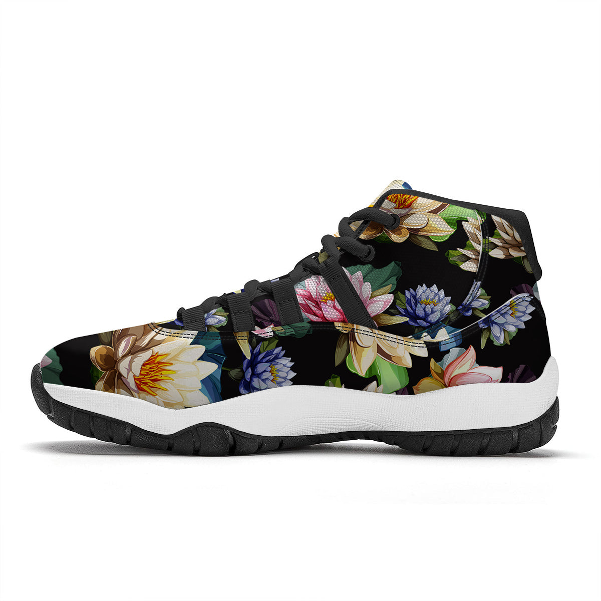 Geometric 3D Bamboo Print Pattern Black Bball Shoes-grizzshop