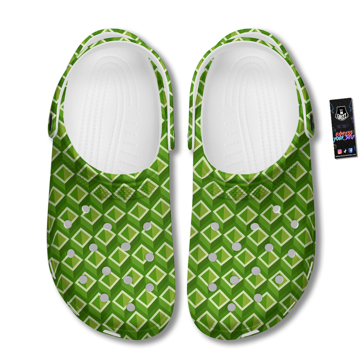 Geometric 3D Bamboo Print Pattern Clog-grizzshop