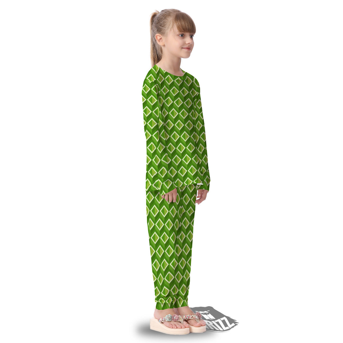 Geometric 3D Bamboo Print Pattern Kid's Pajamas-grizzshop