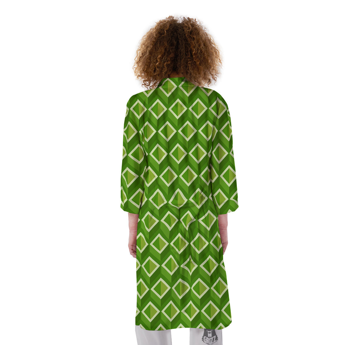 Geometric 3D Bamboo Print Pattern Kimono-grizzshop