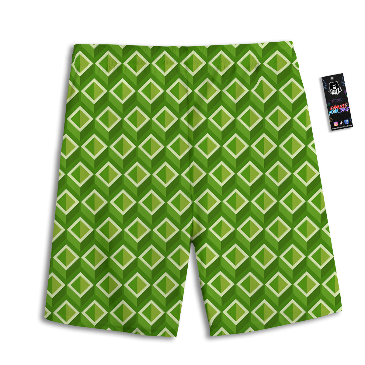 Geometric 3D Bamboo Print Pattern Men's Athletic Shorts