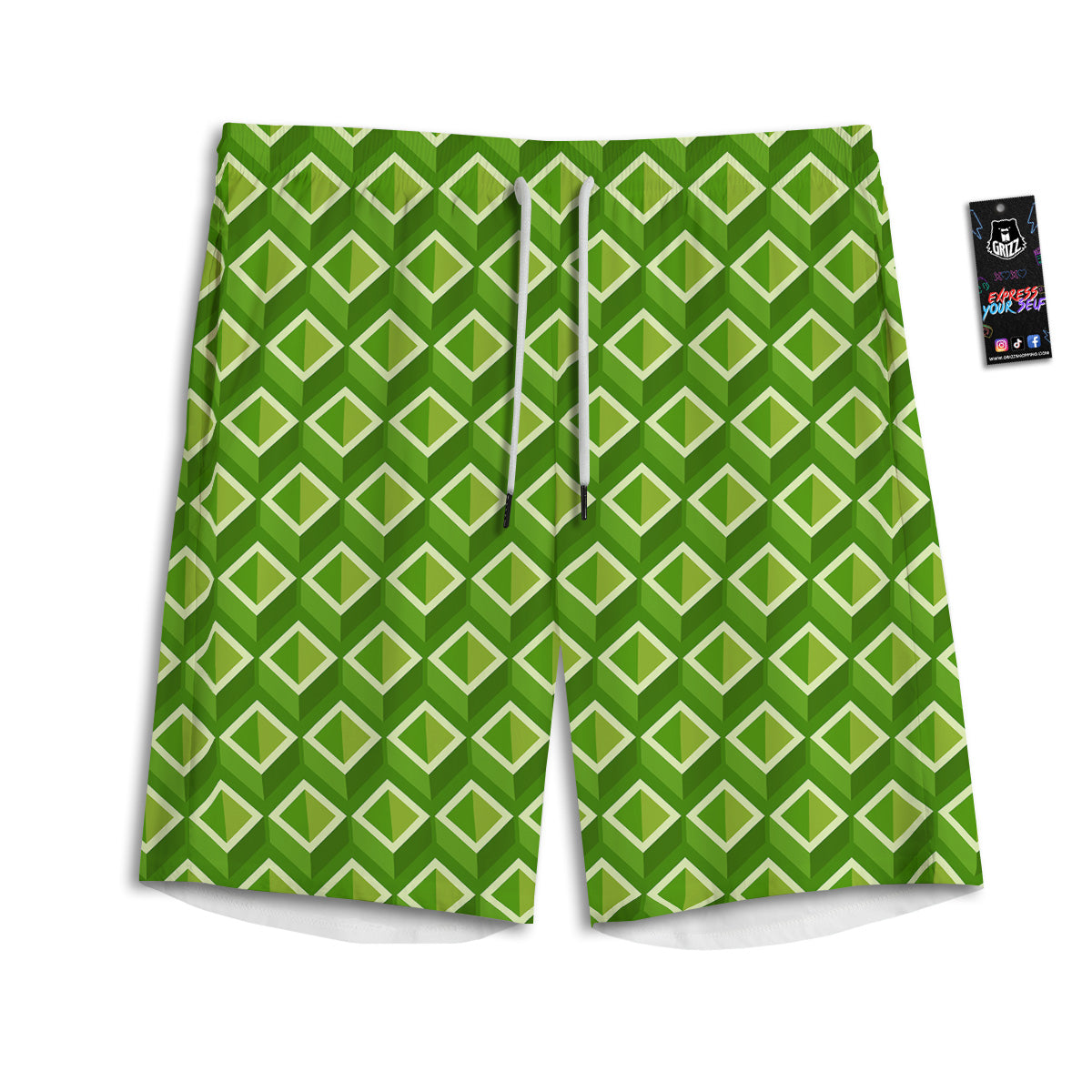 Geometric 3D Bamboo Print Pattern Men's Athletic Shorts