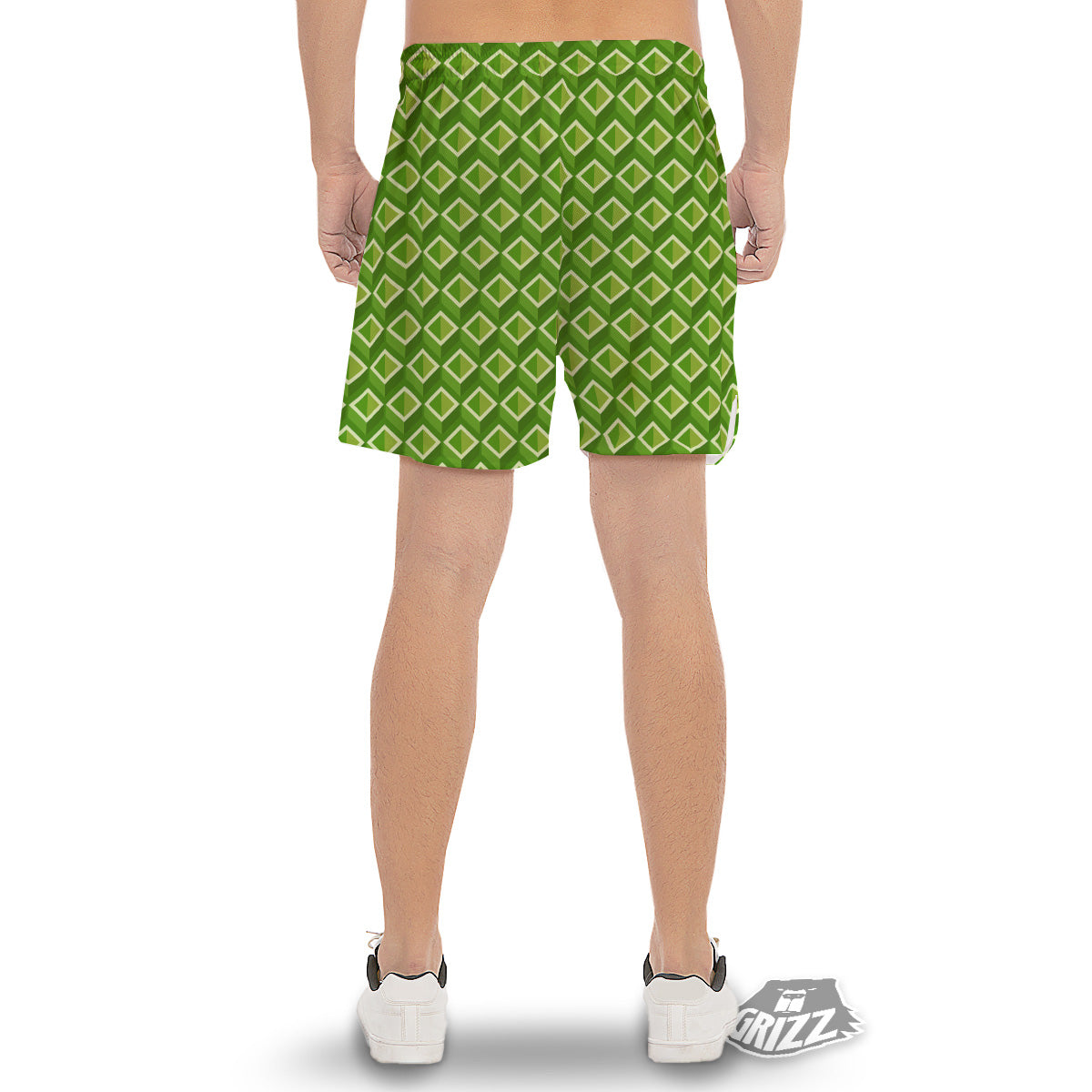Geometric 3D Bamboo Print Pattern Men's Gym Shorts-grizzshop
