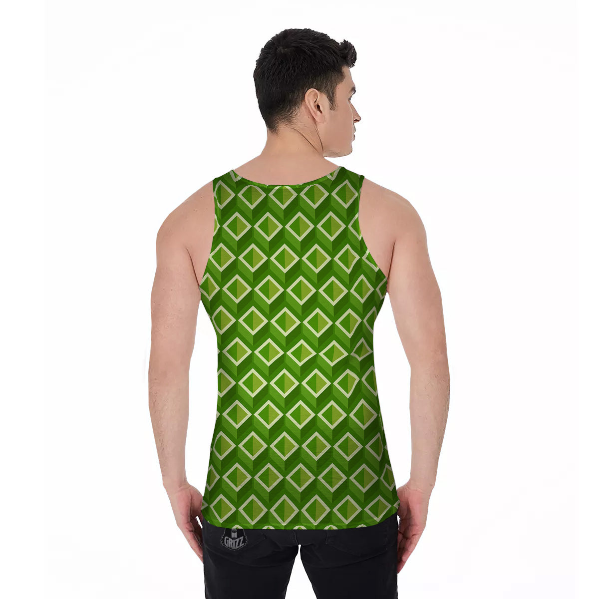 Geometric 3D Bamboo Print Pattern Men's Tank Top-grizzshop