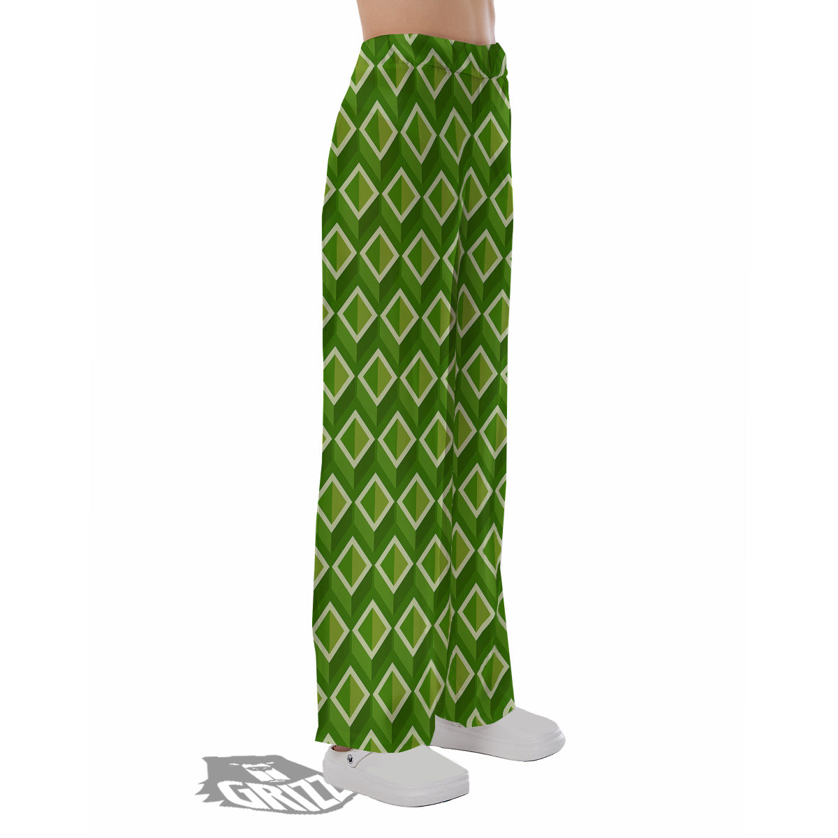 Geometric 3D Bamboo Print Pattern Pajama Pants-grizzshop