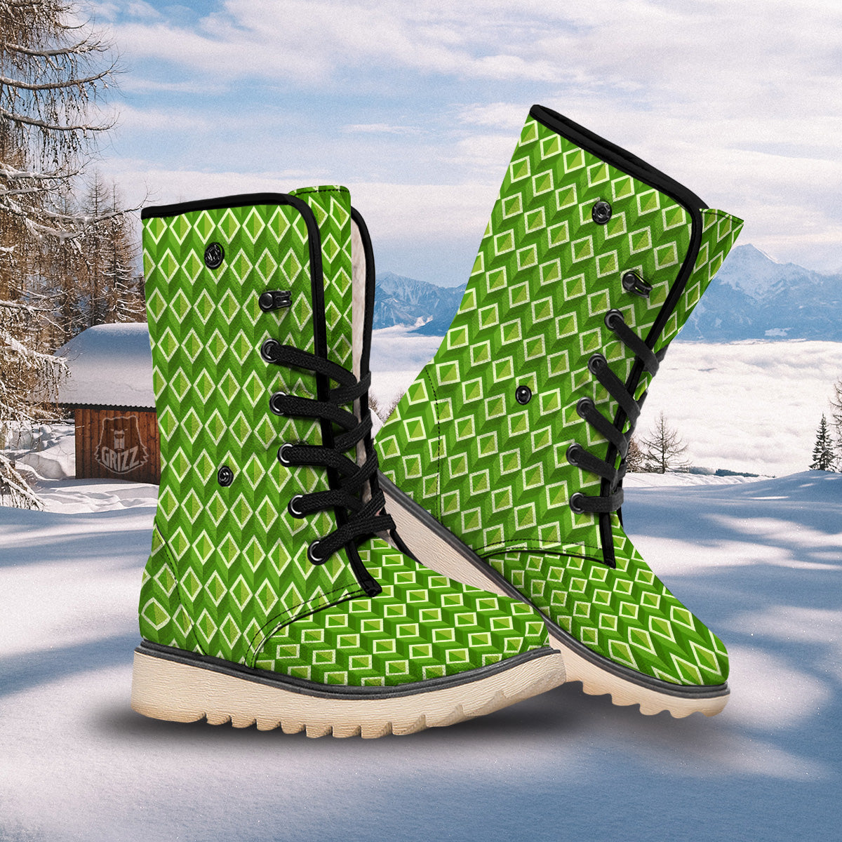 Geometric 3D Bamboo Print Pattern Snow Boots-grizzshop