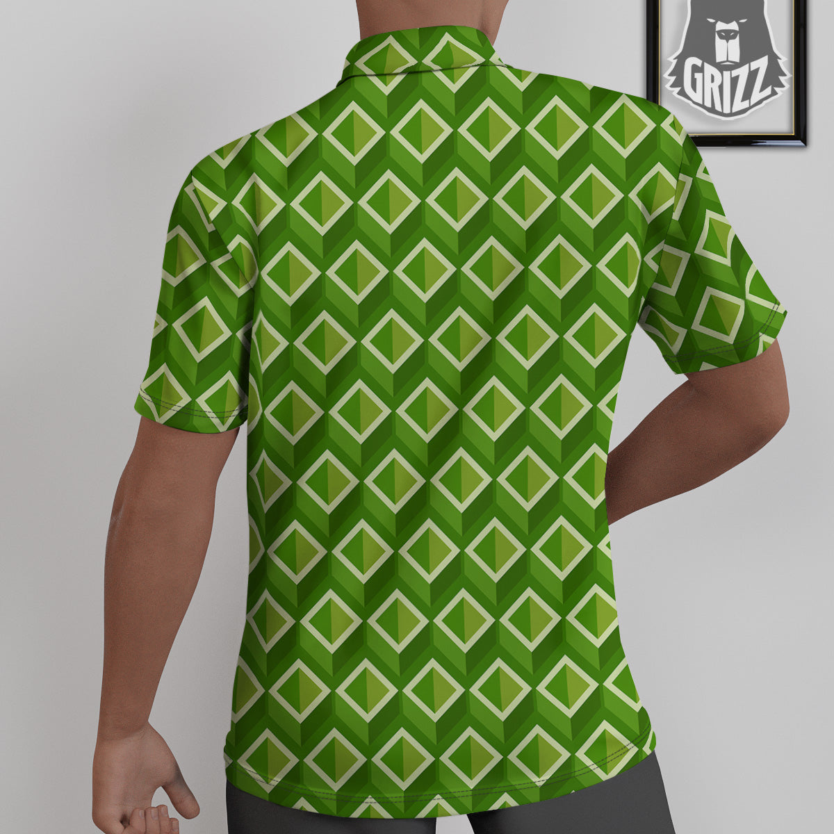Geometric 3D Bamboo Print Pattern Untucked Shirts-grizzshop